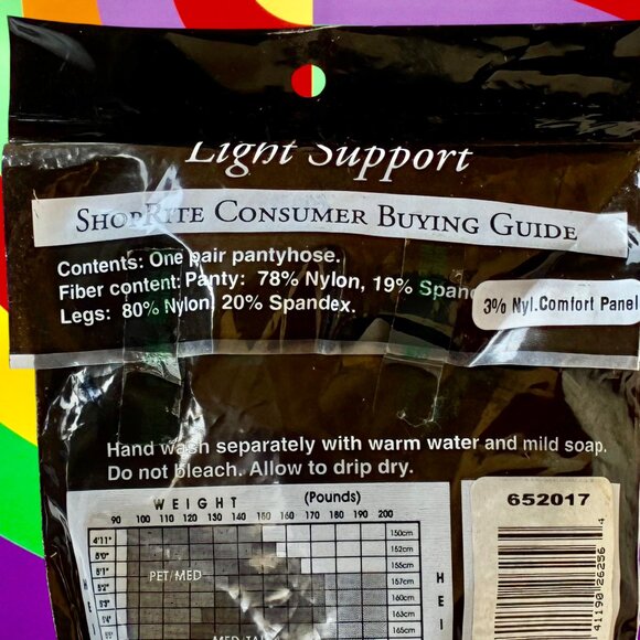 ShopRite Vtg Pantyhose Black Light Support Classic Style Medium / Tall - Picture 5 of 8